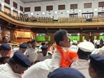 The suspension came after the legislators created a ruckus during the session. The suspension came after the legislators created a ruckus during the session.