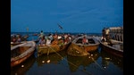 At Dashashwamedh Ghat on the banks of the Ganga in Varanasi, Uttar Pradesh. (Sanchit Khanna/HT PHOTO)