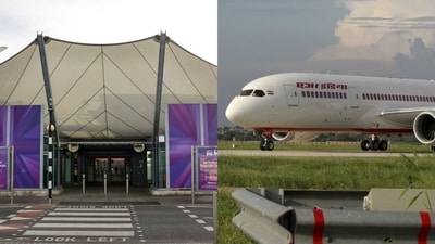 A woman sought updates from Air India as Heathrow shut due to a power outage. A woman sought updates from Air India as Heathrow shut due to a power outage.
