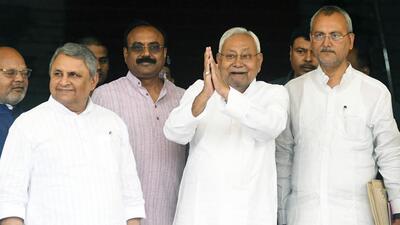 Bihar chief minister Nitish Kumar (centre) at the state assembly in Patna on Thursday. (Santosh Kumar/ HT Photo) Bihar chief minister Nitish Kumar (centre) at the state assembly in Patna on Thursday. (Santosh Kumar/ HT Photo)