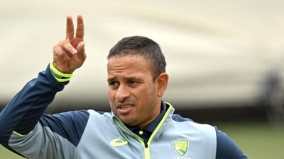Australia's Usman Khawaja prepares to bat during a practice session. (AFP) Australia's Usman Khawaja prepares to bat during a practice session. (AFP)