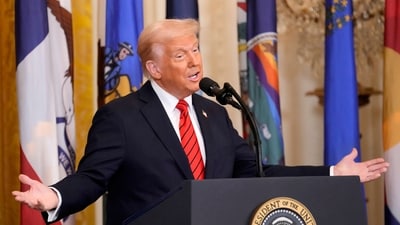 US President Donald Trump said he has a “very good relationship” with India, but the “only problem” he has with the country is that it is “one of the highest tariffing nations in the world.” (AP) US President Donald Trump said he has a “very good relationship” with India, but the “only problem” he has with the country is that it is “one of the highest tariffing nations in the world.” (AP)