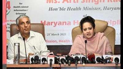Haryana health and medical education minister Arti Singh Rao during the launch of Haryana Health Helpline 104 in Panchkula on Friday. (Sourced)