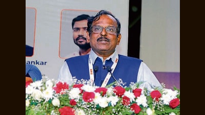 ISRO chairman V Narayanan addressing students at Lovely Professional University in Kapurthala on Friday. (HT Photo)