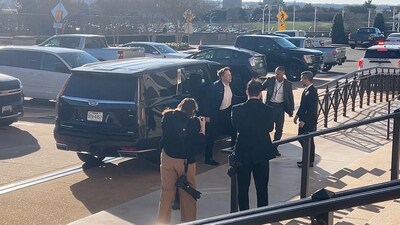 Elon Musk arrives for a meeting at the Pentagon in Washington, D.C., U.S., March 21, 2025 in this screengrab obtained from a video. REUTERS/Phillip Stewart (REUTERS)