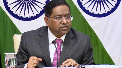 Ministry of External Affairs official spokesperson Randhir Jaiswal addresses a press conference. (PTI FILE) Ministry of External Affairs official spokesperson Randhir Jaiswal addresses a press conference. (PTI FILE)