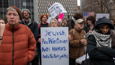 Activists hold a demonstration in lower Manhattan against the arrest by ICE of Palestinian activist Mahmoud Khalil, a graduate student at Columbia University, on 20 March 2025 in New York City. Khalil, a pro-Palestinian activist and recent graduate of Columbia University, was arrested by immigration officers in New York and sent to a detention centre in Louisiana. (AFP) Activists hold a demonstration in lower Manhattan against the arrest by ICE of Palestinian activist Mahmoud Khalil, a graduate student at Columbia University, on 20 March 2025 in New York City. Khalil, a pro-Palestinian activist and recent graduate of Columbia University, was arrested by immigration officers in New York and sent to a detention centre in Louisiana. (AFP)