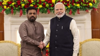 Prime Minister Narendra Modi with Sri Lankan President Anura Kumara Dissanayake during his visit to New Delhi in December 2024. (X- Narendra Modi)