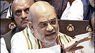 Union home minister Amit Shah speaks in the Rajya Sabha during the Budget Session of the Parliament, in New Delhi on Friday. (Sansad TV) Union home minister Amit Shah speaks in the Rajya Sabha during the Budget Session of the Parliament, in New Delhi on Friday. (Sansad TV)