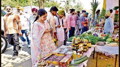 Visitors during the Kisan mela at Punjab Agricultural University in Ludhiana on Friday. (Gurpreet Singh/HT)