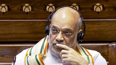 Union home minister Amit Shah in the Rajya Sabha during the Budget session of Parliament, in New Delhi, Friday, March 21, 2025. (Sansad TV/PTI) Union home minister Amit Shah in the Rajya Sabha during the Budget session of Parliament, in New Delhi, Friday, March 21, 2025. (Sansad TV/PTI)