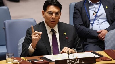 Ambassador Danny Danon, Permanent Representative of Israel to the UN, speaks during a United Nations Security Council meeting concerning the situation in the Middle East, including the Palestinian question, at the United Nations headquarters on March 20, 2025, in New York City. (AFP) Ambassador Danny Danon, Permanent Representative of Israel to the UN, speaks during a United Nations Security Council meeting concerning the situation in the Middle East, including the Palestinian question, at the United Nations headquarters on March 20, 2025, in New York City. (AFP)