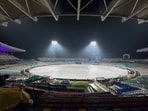 Covers had to be put on the Eden Gardens Stadium ground due to rain on the eve of the IPL 2025 KKR vs RCB opening match. 