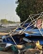 Vehicles on the national highway 52 at Khanauri after the protesters were evicted. (HT photo)