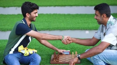 D Gukesh faced R Ashwin in a chess match. (Twitter) D Gukesh faced R Ashwin in a chess match. (Twitter)