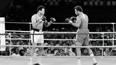 (FILES) US boxing heavyweight champions, Muhammad Ali (L) (born Cassius Clay) and George Foreman (R) fight in Kinshasa on October 30, 1974. (Photo by AFP) (AFP) (FILES) US boxing heavyweight champions, Muhammad Ali (L) (born Cassius Clay) and George Foreman (R) fight in Kinshasa on October 30, 1974. (Photo by AFP) (AFP)
