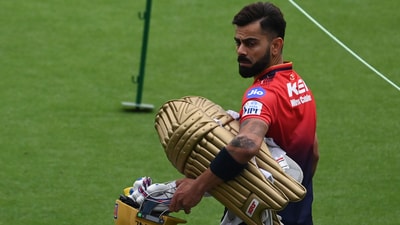 Virat Kohli in a practice session ahead of the IPL 2025 opener between RCB and KKR. (Hindustan Times) Virat Kohli in a practice session ahead of the IPL 2025 opener between RCB and KKR. (Hindustan Times)