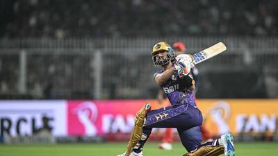 Kolkata Knight Riders' captain Ajinkya Rahane in action against RCB, in Kolkata on Saturday. (AFP) Kolkata Knight Riders' captain Ajinkya Rahane in action against RCB, in Kolkata on Saturday. (AFP)