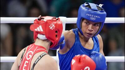Nikhat Zareen in action at the Paris Olympics. (PTI) Nikhat Zareen in action at the Paris Olympics. (PTI)