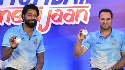Mumbai Indians former coach Mark Boucher (R) and captain Hardik Pandya during IPL 2024 (PTI) Mumbai Indians former coach Mark Boucher (R) and captain Hardik Pandya during IPL 2024 (PTI)