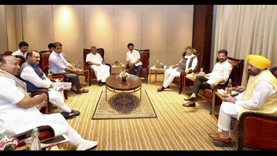 Tamil Nadu CM MK Stalin, deputy CM Udhayanidhi Stalin, Kerala CM Pinarayi Vijayan, Telangana CM Revanth Reddy, Punjab CM Bhagwant Mann, Karnataka Deputy CM DK Shivakumar, DMK leader TR Baalu, BRS leader KT Rama Rao and others during the first Joint Action Committee (JAC) meeting of states over the proposed delimitation of Parliamentary seats by the Centre, in Chennai, Saturday. (PTI) Tamil Nadu CM MK Stalin, deputy CM Udhayanidhi Stalin, Kerala CM Pinarayi Vijayan, Telangana CM Revanth Reddy, Punjab CM Bhagwant Mann, Karnataka Deputy CM DK Shivakumar, DMK leader TR Baalu, BRS leader KT Rama Rao and others during the first Joint Action Committee (JAC) meeting of states over the proposed delimitation of Parliamentary seats by the Centre, in Chennai, Saturday. (PTI)