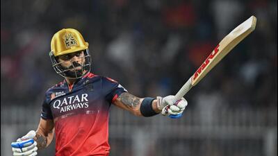 Virat Kohli led RCB’s chase against KKR at the Eden Gardens on Saturday. (AFP) Virat Kohli led RCB’s chase against KKR at the Eden Gardens on Saturday. (AFP)