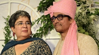 Aamir Khan with his former wife Reena Dutta at Ira Khan and Nupur Shikhare's wedding in Mumbai. (AFP) Aamir Khan with his former wife Reena Dutta at Ira Khan and Nupur Shikhare's wedding in Mumbai. (AFP)