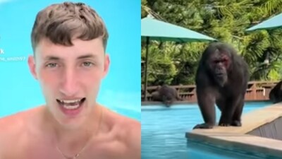A British tourist’s peaceful swim in Thailand turned terrifying when he was surrounded by monkeys. (Instagram/kane_smith98) A British tourist’s peaceful swim in Thailand turned terrifying when he was surrounded by monkeys. (Instagram/kane_smith98)