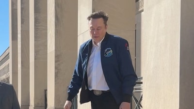 Elon Musk leaves from the Pentagon in Washington, DC, on March 21, 2025 (REUTERS)