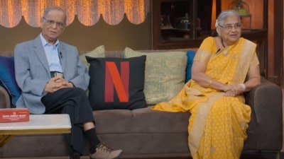 Infosys founder Narayana Murthy and his author-philanthropist wife Sudha Murty. (YouTube/NetflixIndia) Infosys founder Narayana Murthy and his author-philanthropist wife Sudha Murty. (YouTube/NetflixIndia)