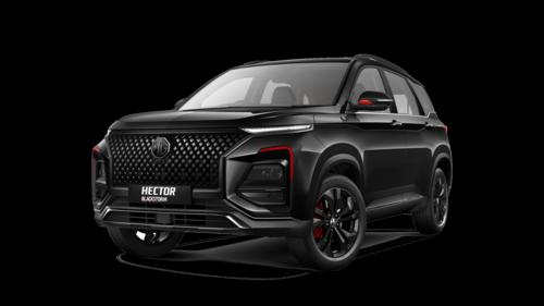 The MG Hector Blackstorm Edition is finished in a Starry-black exterior colour and replaces the chrome details with a gun-metal finish along with red accents The MG Hector Blackstorm Edition is finished in a Starry-black exterior colour and replaces the chrome details with a gun-metal finish along with red accents