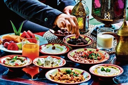 The iftar meals during Ramzan are becoming more and more creative, featuring lighter dishes with dips and global cuisines (Shutterstock) The iftar meals during Ramzan are becoming more and more creative, featuring lighter dishes with dips and global cuisines (Shutterstock)