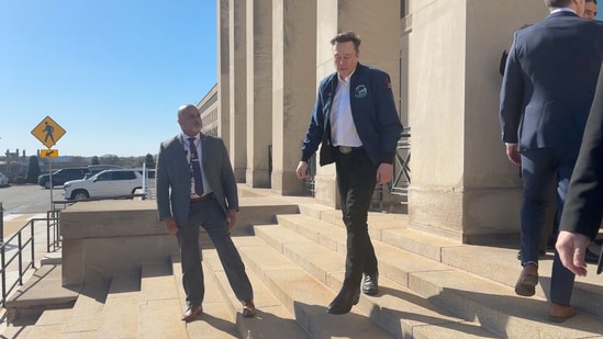 Elon Musk leaves from the Pentagon in Washington, DC, on March 21, 2025 (REUTERS)