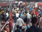 Commuters were seen scaling barricades and jumping queues, though the exact time of the surge remains unclear.
