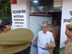 Shahi Jama Masjid president Zafar Ali being escorted by the police personnel in Sambhal on Sunday.
