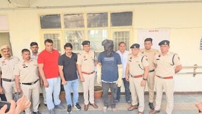 Accused in police custody in Jhajjar on Sunday. (HT Photo) Accused in police custody in Jhajjar on Sunday. (HT Photo)