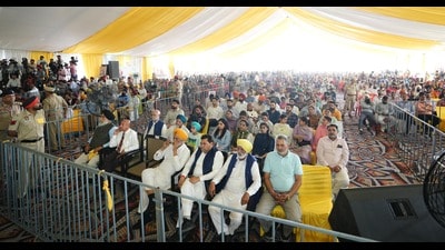 Crowd at CM Bhagwant Mann’s rally in Nawashahr on Sunday. (HT Photo)