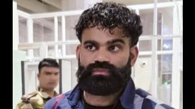 Gangster Jaggu Bhagwanpuria who was shifted from a Punjab jail to a prison in Silchar in Assam by the NCB on Sunday. (PTI) Gangster Jaggu Bhagwanpuria who was shifted from a Punjab jail to a prison in Silchar in Assam by the NCB on Sunday. (PTI)
