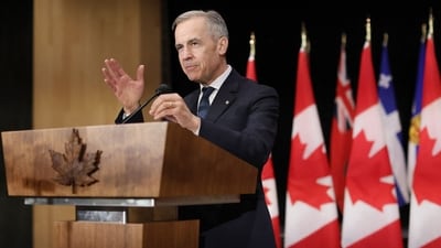 Canada's Prime Minister Mark Carney speaks during a press conference after the First Ministers Meeting in Ottawa, Canada. (AFP Photo)