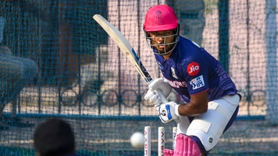 Rajasthan Royals captain Sanju Samson during a practice session. (PTI) Rajasthan Royals captain Sanju Samson during a practice session. (PTI)