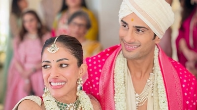 Prateik Babbar tied the knot with his longtime girlfriend and actor Priya Banerjee in an intimate wedding ceremony on February 14. (Instagram) Prateik Babbar tied the knot with his longtime girlfriend and actor Priya Banerjee in an intimate wedding ceremony on February 14. (Instagram)