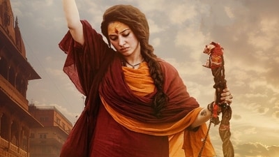 Tamannaah Bhatia's first look from Odela 2, which arrived in theatres on April 11. Tamannaah Bhatia's first look from Odela 2, which arrived in theatres on April 11.