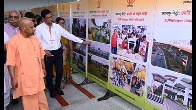 Uttar Pradesh chief minister Yogi Adityanath inspecting Chunniganj metro station in Kanpur on March 23. (Sourced) Uttar Pradesh chief minister Yogi Adityanath inspecting Chunniganj metro station in Kanpur on March 23. (Sourced)