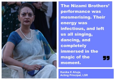 Nizami Brothers’ recited a sher praising the beauty and charm of LSR's acting principal. (Photo: Manoj Verma/HT) Nizami Brothers’ recited a sher praising the beauty and charm of LSR's acting principal. (Photo: Manoj Verma/HT)