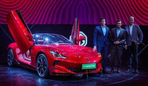 MG Cyberster will be sold through MG Select alongside the M9 EV. ( (PTI Photo/Shashank Parade)) MG Cyberster will be sold through MG Select alongside the M9 EV. ( (PTI Photo/Shashank Parade))