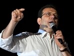 Istanbul's mayor and main opposition Republican People's Party (CHP) candidate Ekrem Imamoglu makes a speech in front of supporters celebrating outside the main municipality building. Istanbul's mayor and main opposition Republican People's Party (CHP) candidate Ekrem Imamoglu makes a speech in front of supporters celebrating outside the main municipality building.