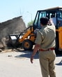 Police demolishing structures of the farmers at Shambhu border. (PTI File)