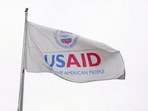 A USAID flag flutters outside, as the USAID building sits closed to employees after a memo was issued advising agency personnel to work remotely, in Washington on February 3.