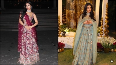 Nysa Devgan showcased her stunning fashion sense in a series of ethnic outfits at a friend's wedding. (Instagram/@bollywoodwomencloset) Nysa Devgan showcased her stunning fashion sense in a series of ethnic outfits at a friend's wedding. (Instagram/@bollywoodwomencloset)