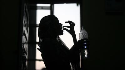 A patient suffering from tuberculosis takes her medicine. (HT Photo) A patient suffering from tuberculosis takes her medicine. (HT Photo)